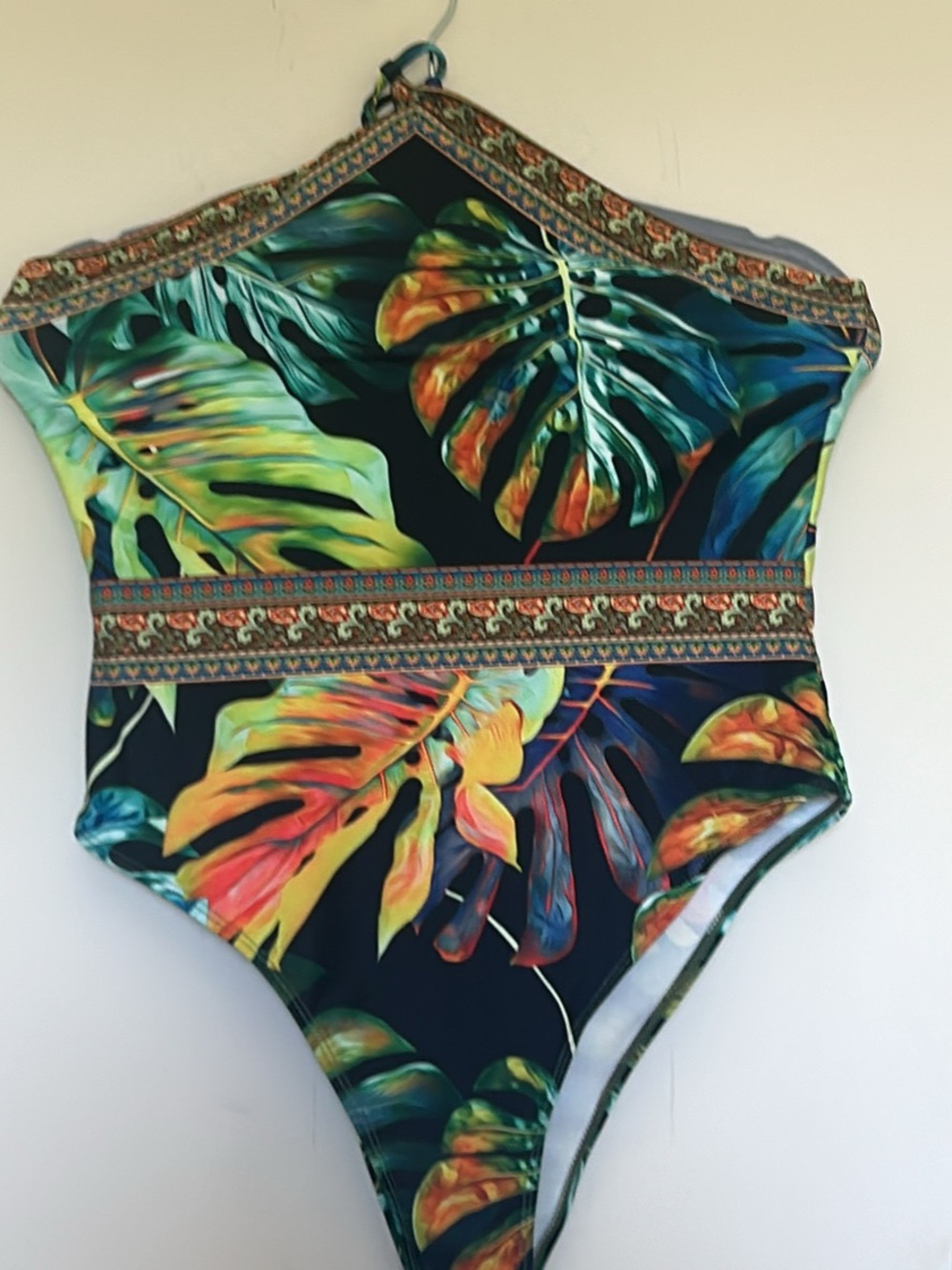 Tropical Leaf One Piece Swimsuit with Matching Cover-Up Wrap 🌴